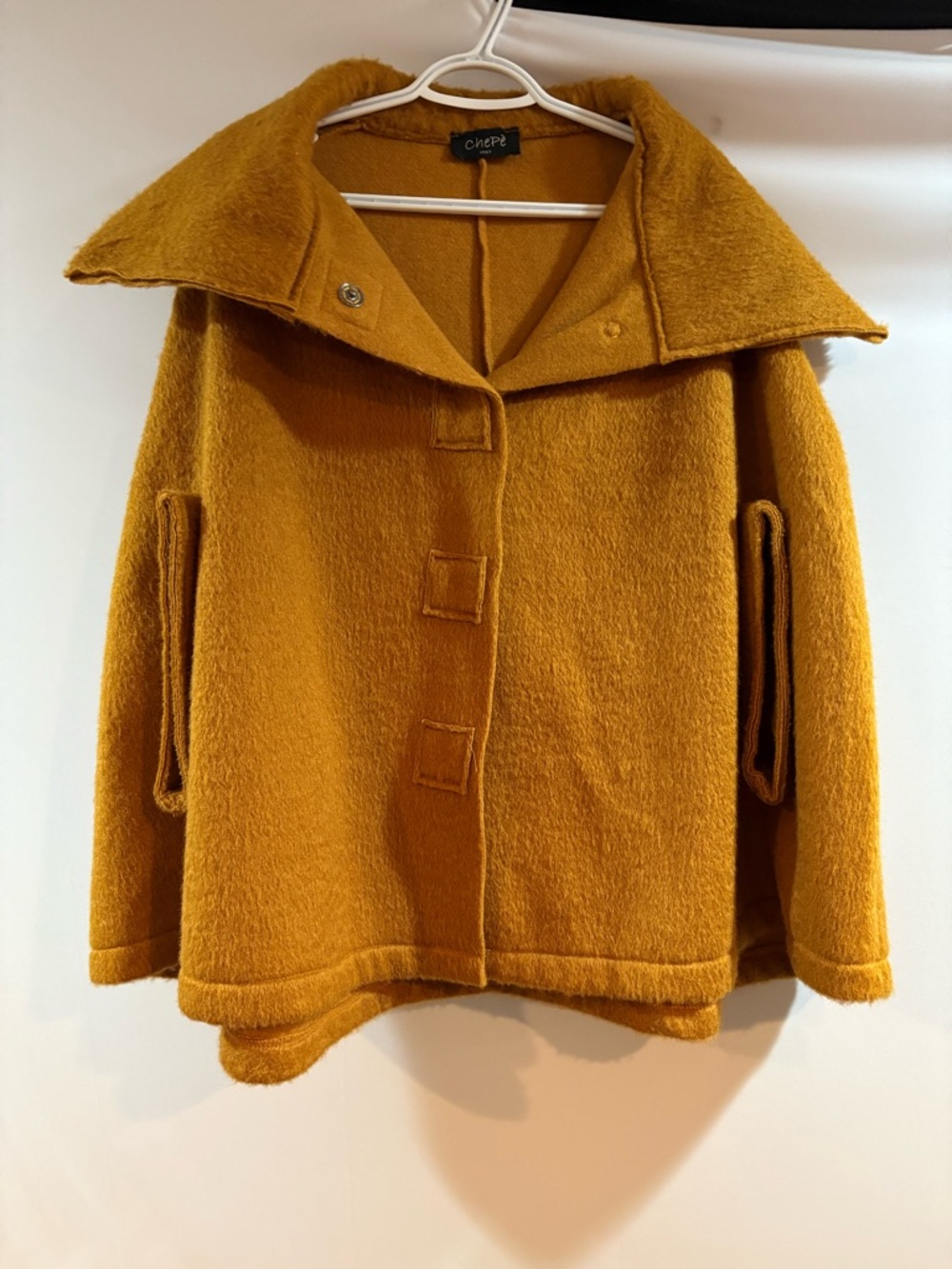 CHEPE Dark Tan Wool Boxy Coat